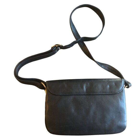 Vintage Lederer De Paris Black Leather Shoulder Bag Purse Gold-Tone Hardware - Picture 2 of 5